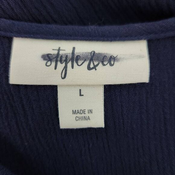 Style & Co. Navy Boho Maxi Dress with Eyelet Lace Accents and Tassel Size Large - Picture 7 of 8